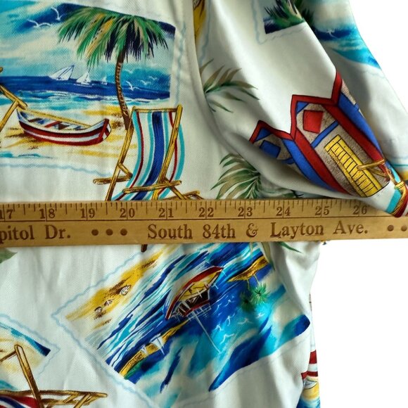 Caribbean Joe Short Sleeve Printed Hawaiian Button Front Shirt Top Women 2X - Picture 6 of 6